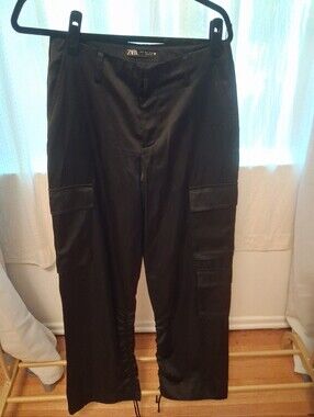 Zara Black Straight-Leg Cargo Jumpsuit